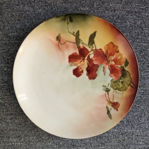 Other - 3/30 | MZ Austria, Hand Painted Porcelain Decorative Plate with Poppies, Flowers